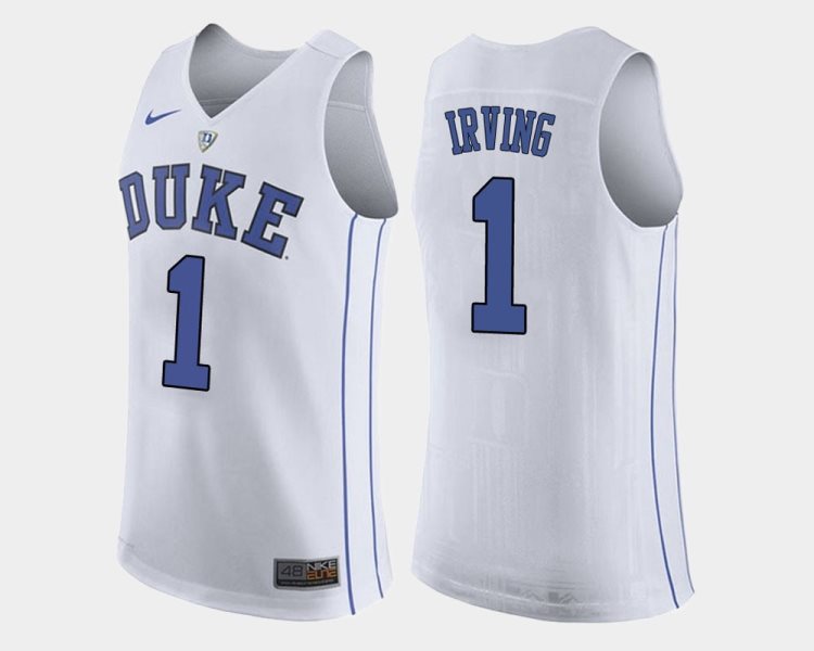 NCAA Duke Blue Devils 1 Kyrie Irving College White Basketball Men Jersey