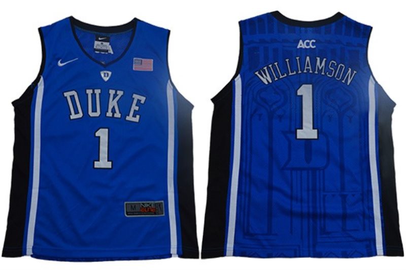 NCAA Duke Blue Devils 1 Zion Williamson V Neck Blue College Basketball Youth Jersey