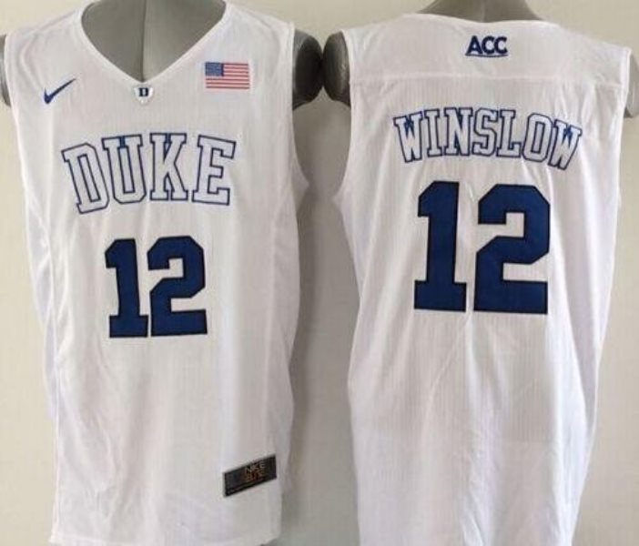 NCAA Duke Blue Devils 12 Justise Winslow White Basketball Elite Men Jersey