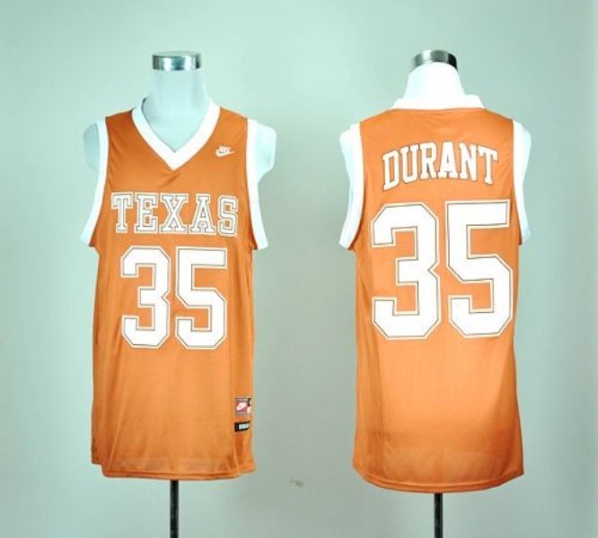 NCAA Texas Longhorns 35 Kevin Durant Orange Basketball Men Jersey