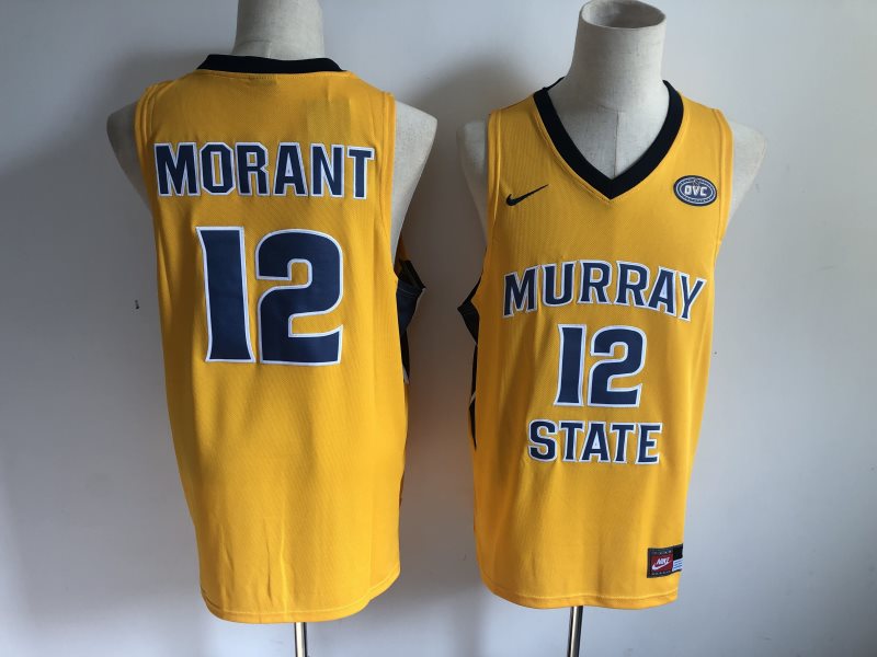 NCAA Murray State 12 Ja Morant Basketball Yellow Men Jersey