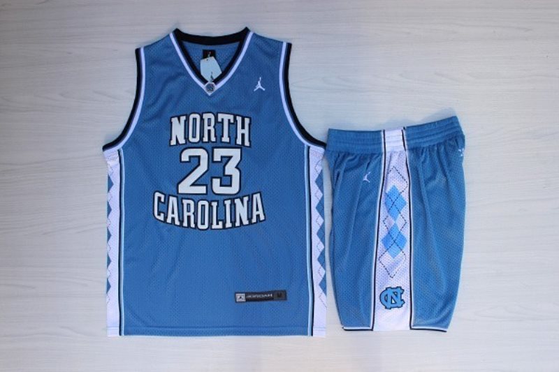 NCAA North Carolina 23 Michael Jordan Blue College Mesh Men Jersey(With Shorts)