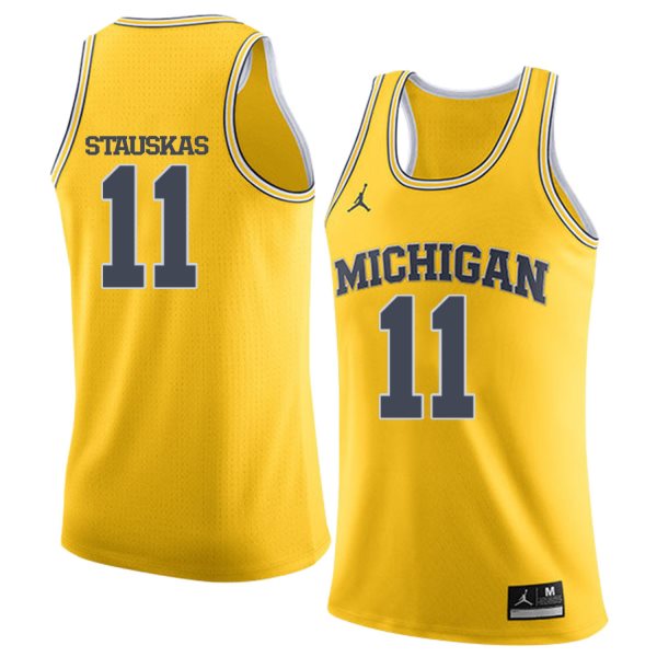 NCAA University of Michigan 11 Nik Stauskas Yellow College Basketball Men Jersey