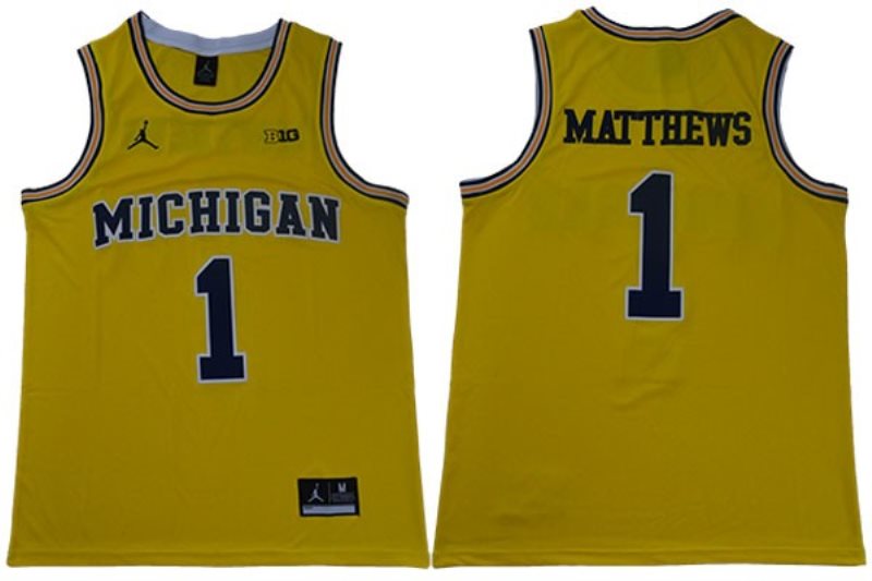 NCAA Michigan Wolverines 1 Charles Matthews Yellow College Basketball Men Jersey