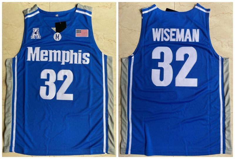 NCAA Memphis Tigers 32 James Wiseman Blue College Basketball Men Jersey