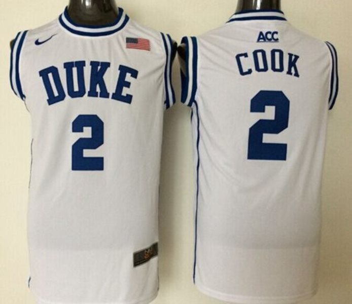 NCAA Duke Blue Devils 2 Quinn Cook White Basketball Men Jersey
