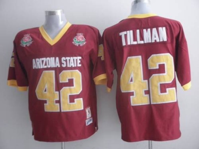 NCAA Arizona State Sun Devils 42 Pat Tillman Red 1997 Rose Bowl Patch Men Jersey