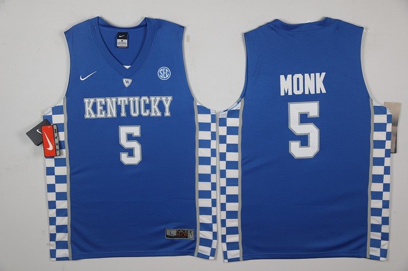 NCAA Kentucky Wildcats 5 Malik Monk Blue Basketball Men Jersey