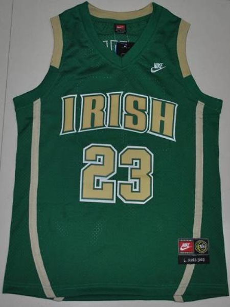 NCAA Notre Dame Fighting Irish 23 Lebron James Green Basketball Men Jersey