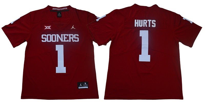 NCAA Oklahoma Sooners 1 Jalen Hurts Red Limited Men Jersey