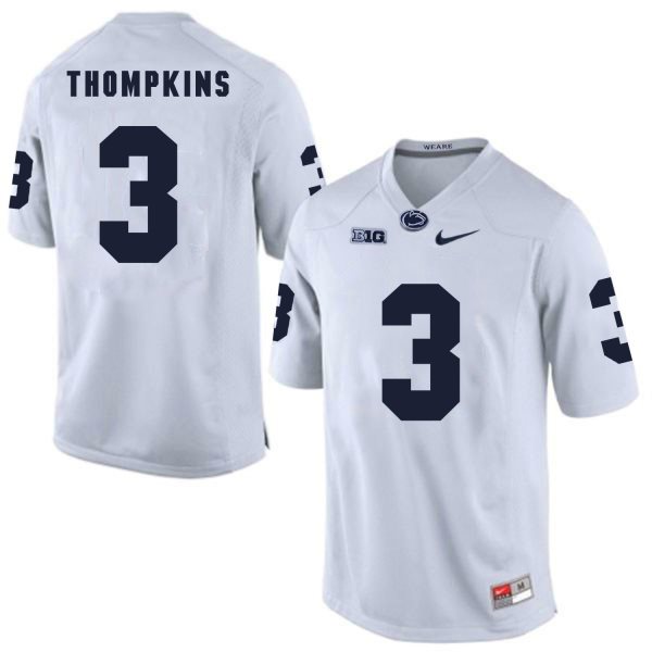 NCAA Penn State Nittany Lions 3 DeAndre Thompkins White Football Men Jersey
