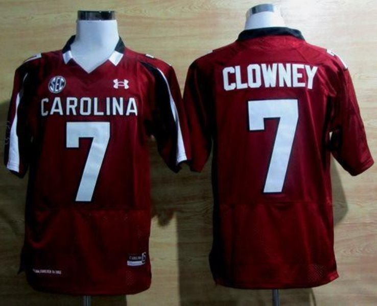 NCAA South Carolina Gamecocks 7 Javedeon Clowney Red SEC Patch Men Jersey