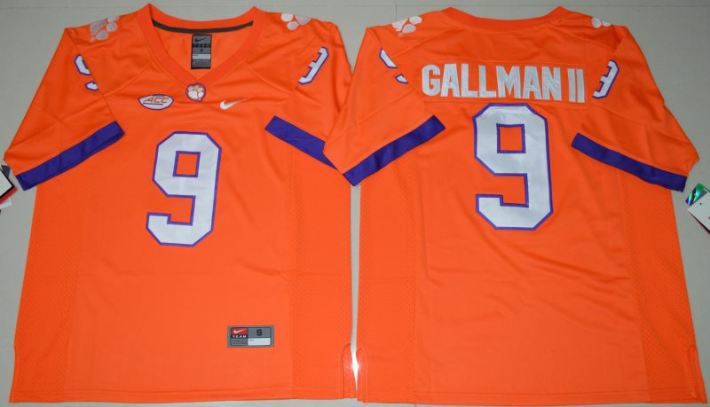 NCAA Tigers 9 Wayne Gallman II Orange 2016 Limited Men Jersey