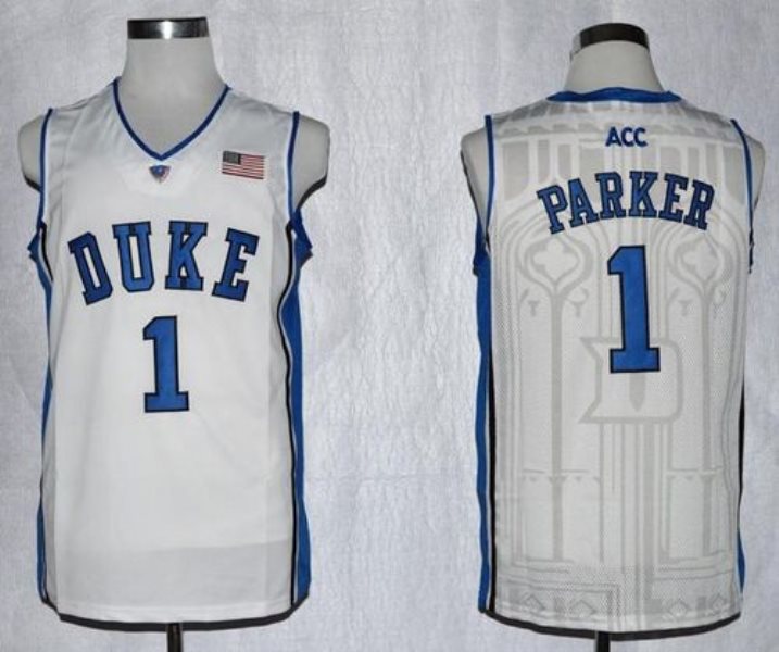 NCAA Duke Blue Devils 1 Jabari Parker White Basketball Men Jersey