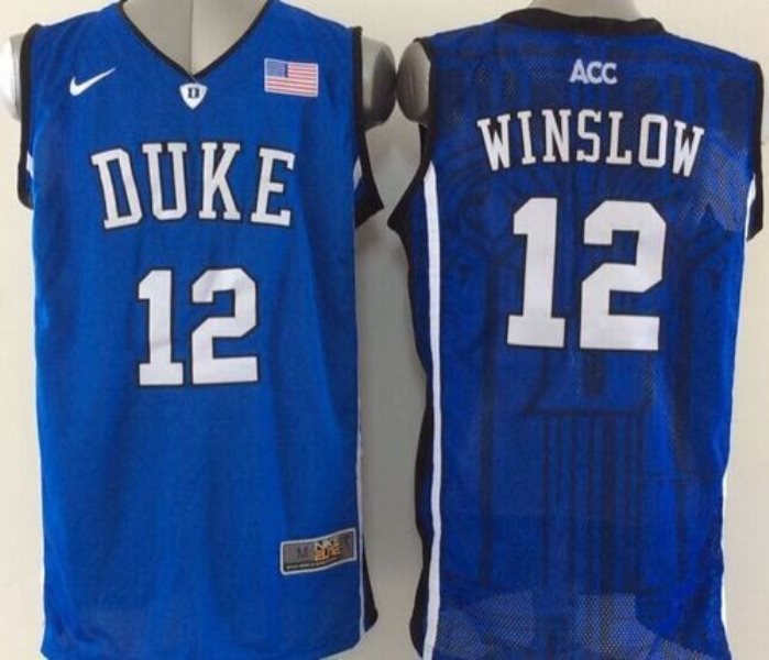 NCAA Duke Blue Devils 12 Justise Winslow Royal Blue Basketball New Men Jersey