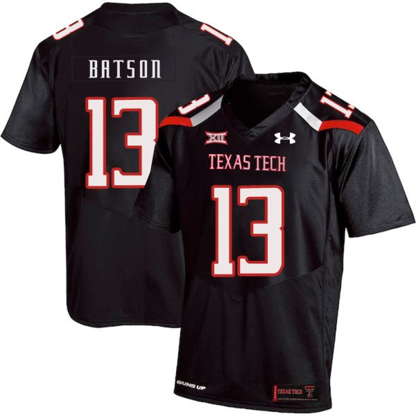 NCAA Texas Tech Red Raiders 13 Cameron Batson Black College Football Men Jersey