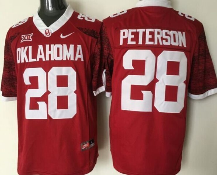 NCAA Oklahoma Sooners 28 Adrian Peterson Red Men Jersey