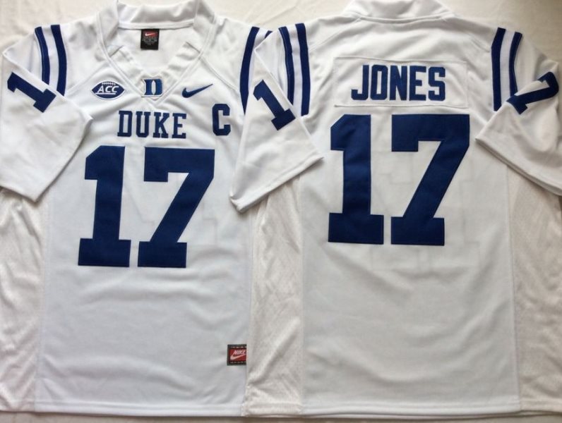 NCAA Duke Blue Devils 17 Daniel Jones White College Football Men Jersey