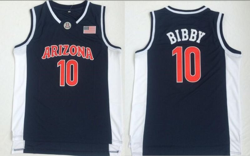 NCAA Arizona Wildcats 10 Mike Bibby Navy Basketball Men Jersey