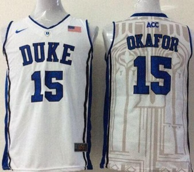 NCAA Duke Blue Devils 15 Jahlil Okafor White Basketball Men Jersey