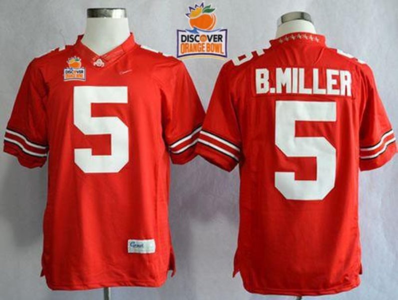 NCAA Ohio State Buckeyes 5 Braxton Miller Red Limited 2014 Discover Orange Bowl Patch Men Jersey
