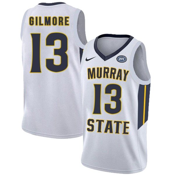 NCAA Murray State Racers 13 Devin Gilmore White College Basketball Men Jersey