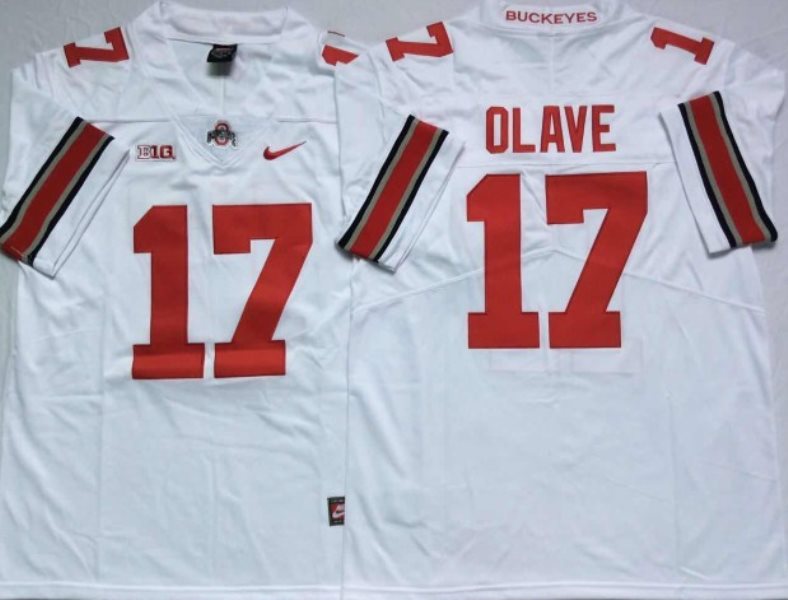 NCAA Ohio State Buckeyes White 17 OLAVE Men Jersey