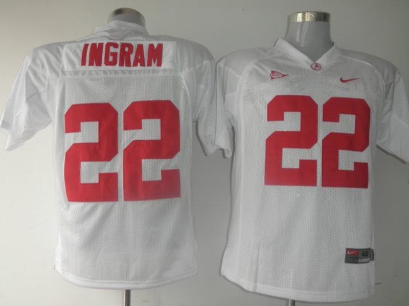 NCAA Alabama Crimson Tide 22 Mark Ingram White Men Jersey