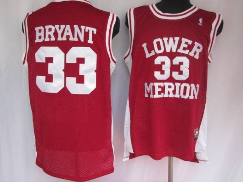 High School Lower Merion No.33 Kobe Bryant Red Basketball Men Jersey