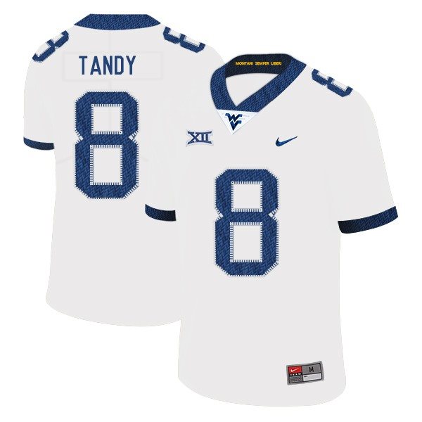 NCAA West Virginia Mountaineers 8 Keith Tandy White College Football Men Jersey
