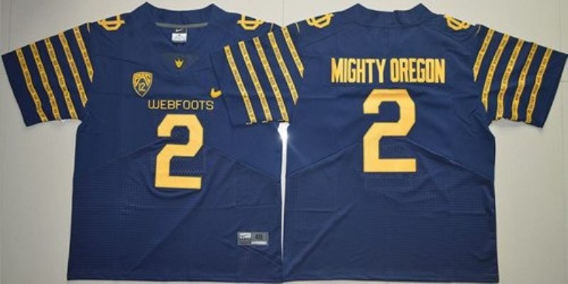 NCAA Oregon Ducks 2 Mighty Oregon Navy Blue Webfoots 100th Rose Bowl Game Elite Men Jersey