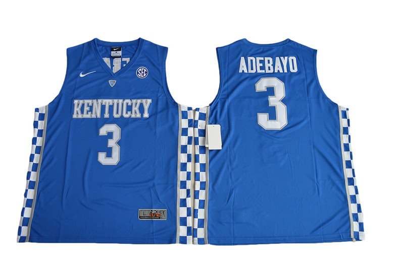 NCAA Kentucky Wildcats 3 Edrice Adebayo Blue Basketball Men Jersey