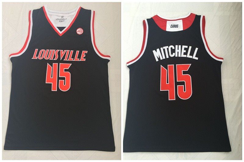 NCAA Louisville Cardinals 45 Donovan Mitchell Black College Basketball Men Jersey