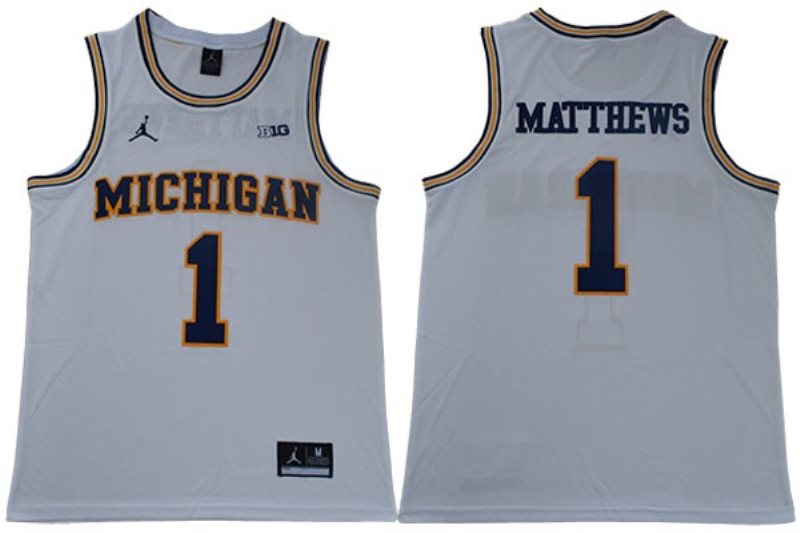 NCAA Michigan Wolverines 1 Charles Matthews White College Basketball Men Jersey