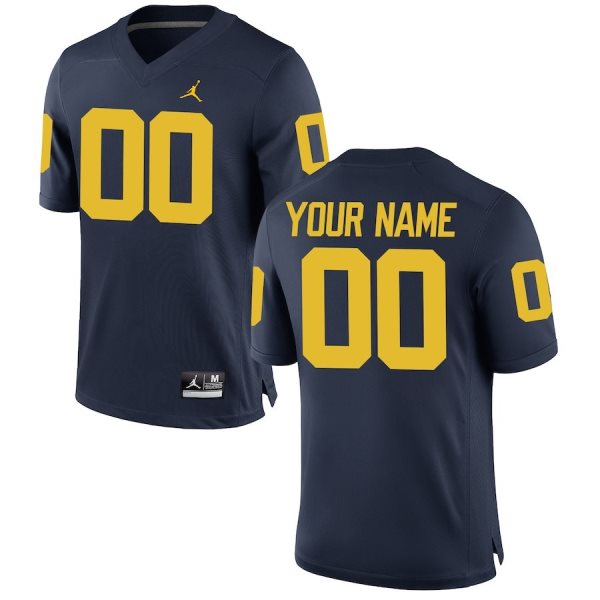 NCAA Michigan Wolverines Navy Jordan Brand Customized Men Jersey