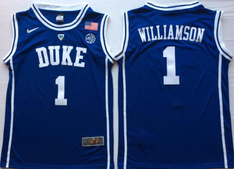 NCAA Duke Blue Devils 1 Zion Williamson Blue College Basketball Men Jersey