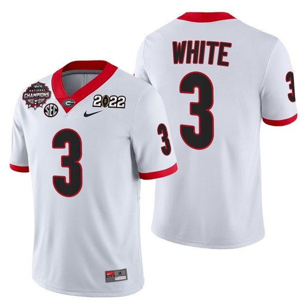 NCAA Georgia Bulldogs 3 Zamir White 2021-22 National Champions White College Football Limited Men Jersey