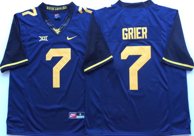 NCAA West Virginia Mountaineers 7 Will Grier Navy Blue Football Limited Men Jersey