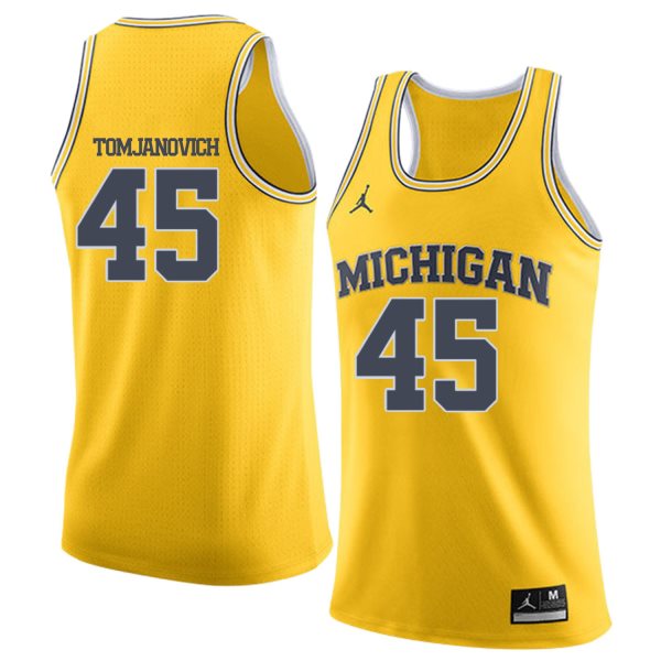 NCAA University of Michigan 45 Rudy Tomjanovich Yellow College Basketball Men Jersey