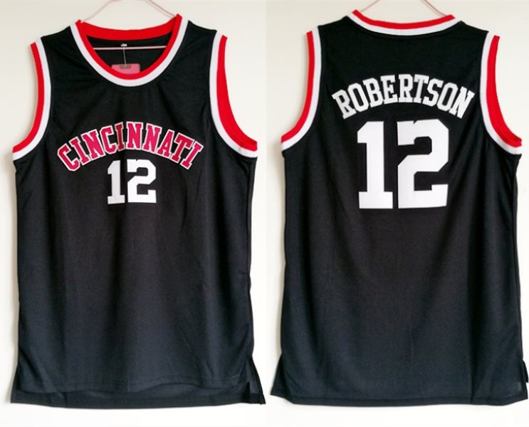 NCAA Cincinnati Royals 12 Oscar Robertson Black College Basketball Men Jersey