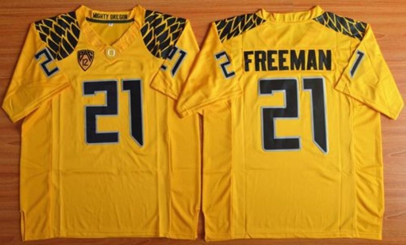 NCAA Oregon Ducks 21 Royce Freeman Yellow Limited Men Jersey With PAC-12 Patch