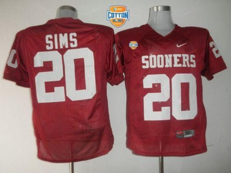 NCAA Oklahoma Sooners 20 Billy Sims Red ATandT Cotton Bowl Men Jersey