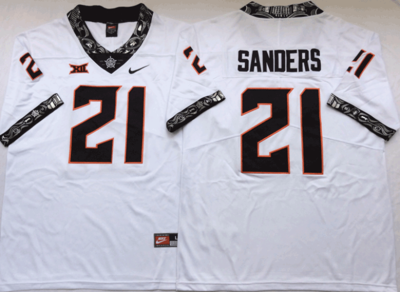 NCAA Oklahoma State Cowboys 21 Barry Sanders White College Football Limited Men Jersey