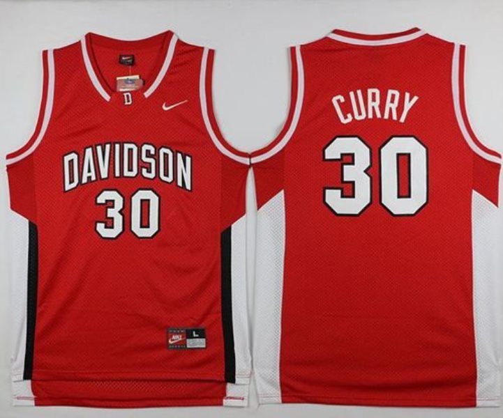 NCAA Davidson Wildcats 30 Stephen Curry Red Basketball Men Jersey