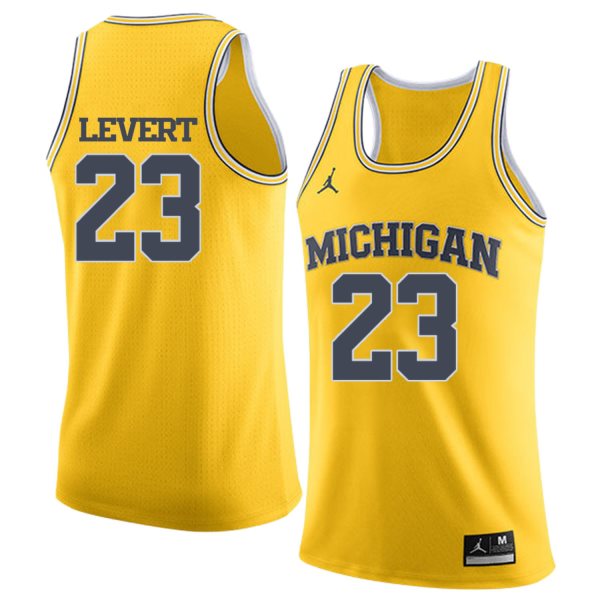 NCAA University of Michigan 23 Caris Levert Yellow College Basketball Men Jersey