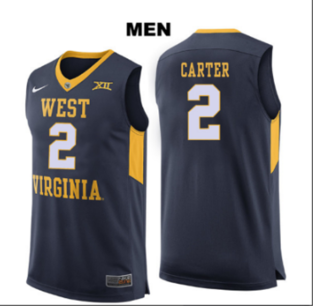 NCAA West Virginia Mountaineers 2 Jevon Carter Navy College Basketball Men Jersey