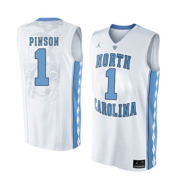 NCAA North Carolina Tar Heels 1 Theo Pinson White Basketball Men Jersey