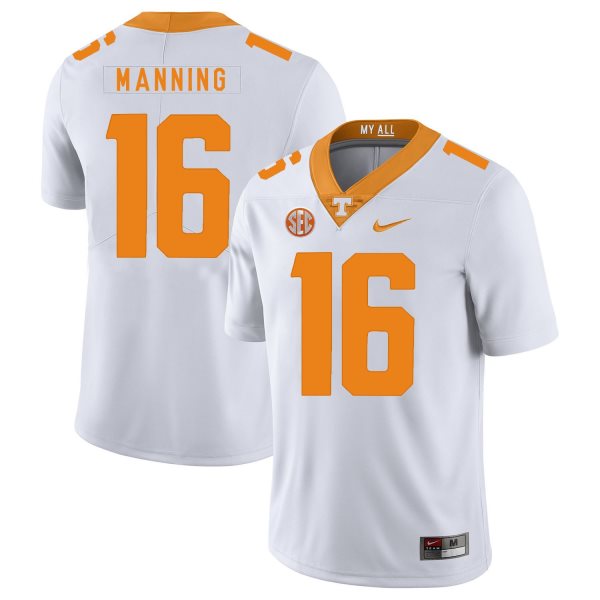NCAA Tennessee Volunteers 16 Peyton Manning White Nike College Football Legend Men Jersey