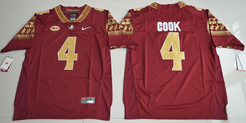 NCAA Florida State Seminoles 4 Dalvin Cook Red with White Number Men Jersey