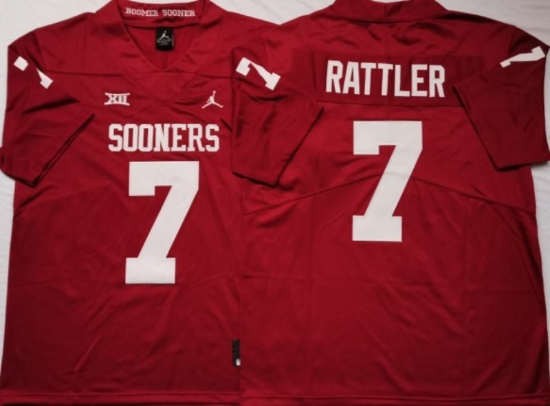 NCAA Oklahoma Sooners 7 RATTLER Red Men Jersey